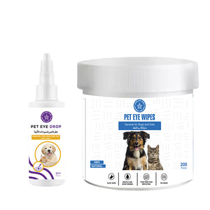 Eye Drops and Wipes Bundle for Dog & Cat Eye Care